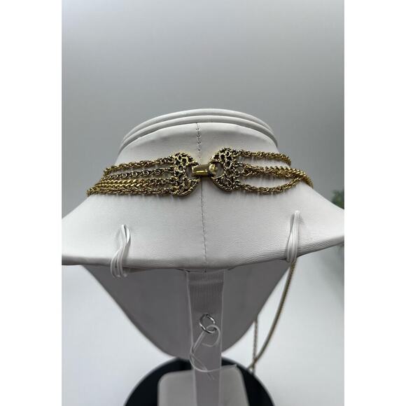 Goldette‎ Vintage Purple Glass Intaglio Cameo Silhouette 3 Strand Chain Necklace - Picture 6 of 16